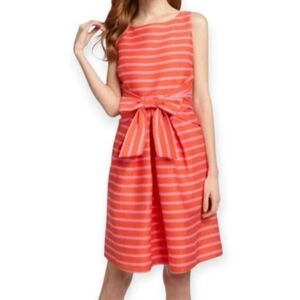 Kate Spade Jillian Orange Pink Stripe Bow Dress Sz.8 EUC